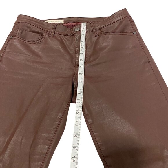 Anthro Pilcro‎ Script Coated Jeans with Side Lace Up Ties Size 28 in Clay - Picture 11 of 12